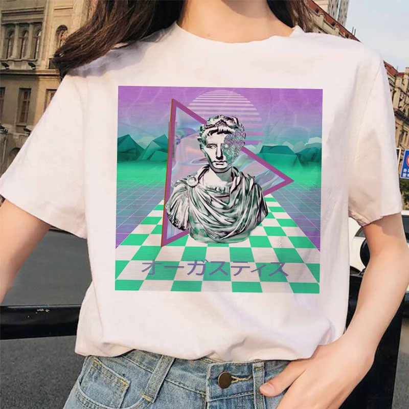 Vaporwave рубашки ulzzang Grunge Tumblr графическая Футболка harajuku Эстетическая Винтажная футболка корейский стиль 90s одежда футболка