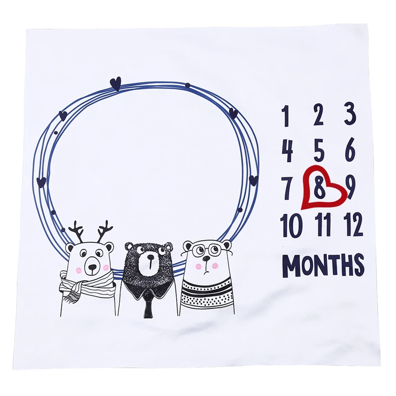 Cute Pattern Infant Baby Milestone Photo Props Background Blankets Play Mats Backdrop Cloth Calendar Photo Accessories Bed Decor