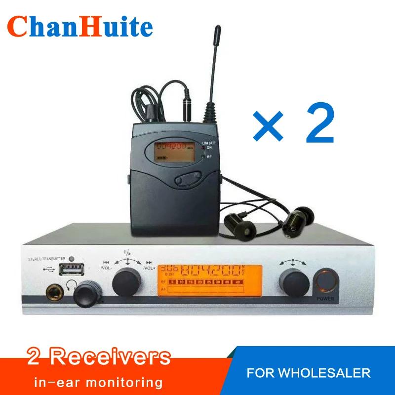 2 приемника + передатчик Беспроводная система ушного монитора персональный