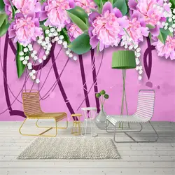 Заказ 3 d стерео nordic современный Рабочий стол обои розовый задний план настенные фрески декор в гостиную обои для дома красивый цветок