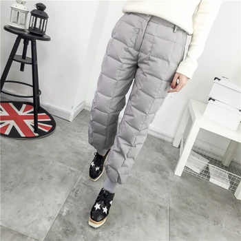 

Winter women Thick Duck down pants Fashion female Plus Size loose warm Thicken Trousers high waist baggy harem down pants A90802
