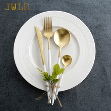 

24pieces cutipol Style Cutlery Set Gold Dining Knife Fork Spoon Dinnerware Sets Top Grade Food Safe Steel Restaurant Flatwaware