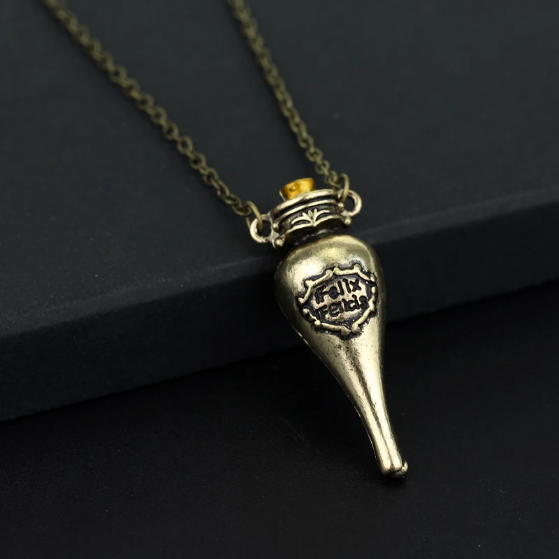 Wholesale Movie HP Jewelry Pill Bottle Pendant Necklace Vintage Alloy Chain Neck lace Women Men