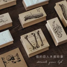 

Vintage skeleton creative stamp DIY wooden rubber stamps for scrapbooking stationery scrapbooking standard stamp