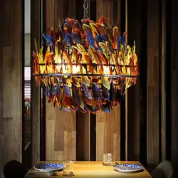 IWHD Nordic Стиль гладить Lampara подвесные светильники сферические перо ретро лампа Спальня светильник кафе подвесной светильник