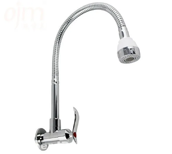 Montado en la pared sola manija giratoria cocina fregadero grifo Copper