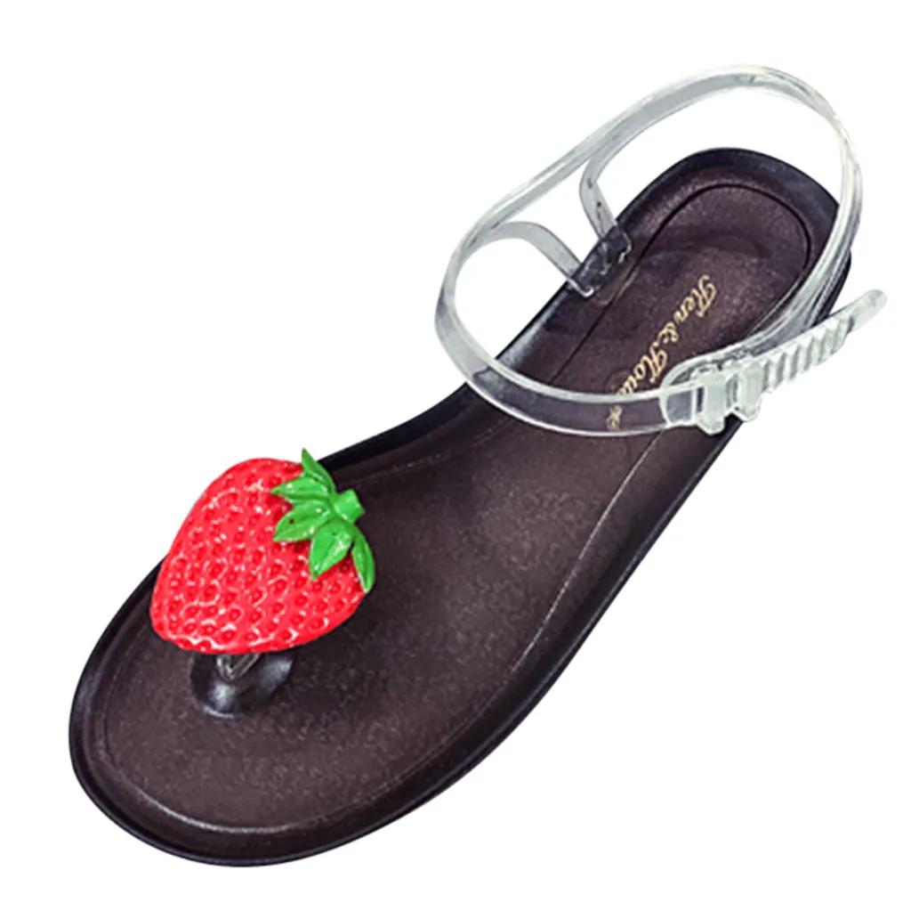 Женские сандалии; Вьетнамки; нескользящая женская повседневная обувь на плоской подошве с фруктами; сандалии; женские пляжные сандалии из ПВХ для отдыха; большие размеры 40;# N2 - Цвет: B