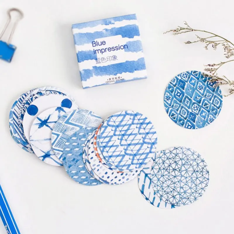 

45 pcs/lot mini Blue Impression paper sticker decoration DIY ablum diary scrapbooking label sealing stickers kawaii stationery