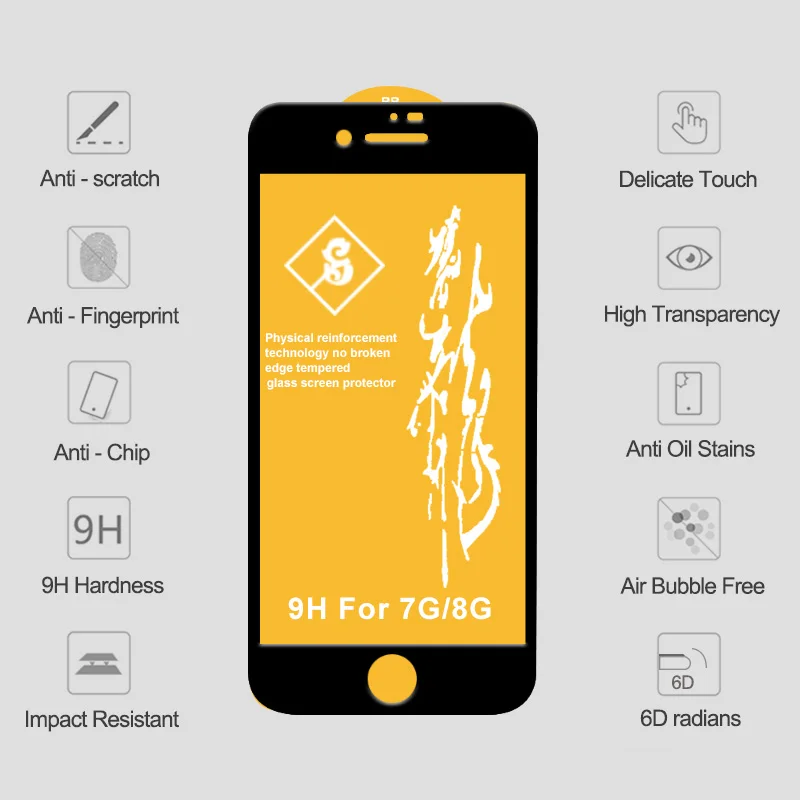 6D закаленное стекло для iPhone 6 s Plus 7 8 Защита экрана для iPhone X 10 Защитное стекло для iPhone 7 Plus 6 8 стекло