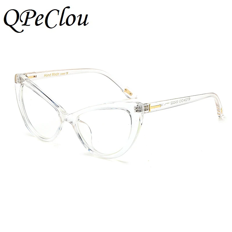 QPeClou оправа для очков в стиле кошачьи глаза женские брендовые прозрачные линзы оправы для очков женские новые Cateye Oculos De Sol Оттенки UV400 - Цвет оправы: White0610