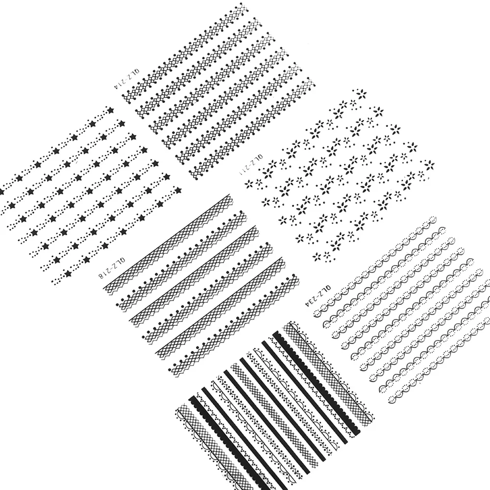Новинка, 30 листов, черный, белый цвет, кружево, переводная фольга, дизайн ногтей, сексуальные, полный, обертывания, цветок, клей, сделай сам, маникюр, инструменты для укладки