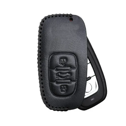Натуральная кожа пульт дистанционного управления Чехол для автомобильного смарт-ключа Крышка для Audi B6 B7 B8 A4 A5 A6 A7 A8 Q5 Q7 R8 TT S5 S6 S7 S8 оболочки сумка для Audi - Название цвета: Black Insert