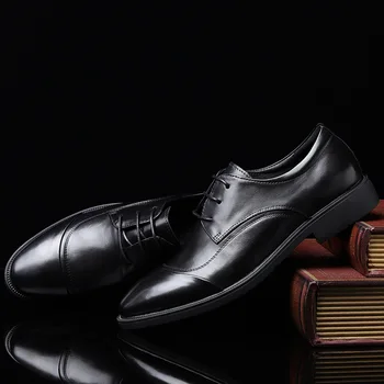 

Business Dress Men's Shoes Non-slip Casual Leather Three-joint Shoes Men's Four Seasons New Front Lace-up Leather Shoes
