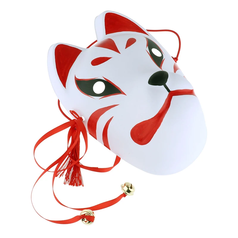 IIXPIN Fox Mask Hand Made Full Face mask Cosplay Accessories japanese Mask with Tassels Small Bells Masquerades Cosplay Costume