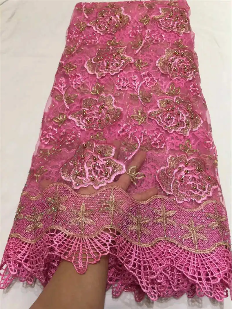 

New French beads net lace African tulle mesh lace fabric high quality for lady party wedding dress 5 yards/lot Nigerian -30
