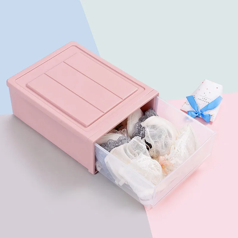 Разделитель ящик для хранения креативный пластиковый многофункциональный Комбинируемый DIY ящик для хранения мелочей шарфы носки шкаф контейнер для бюстгальтеров - Цвет: Розовый