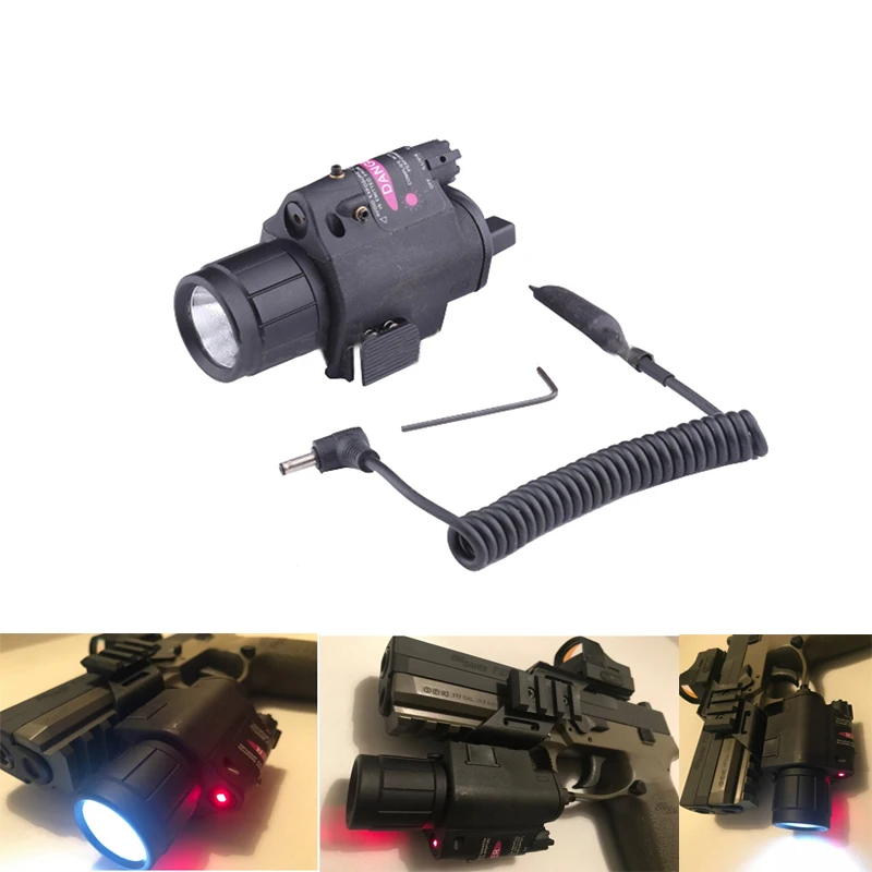 

3 Mode Tactical Red Laser White LED Gun Light Airsoft Sport Flashlight For Remote Military Lamp
