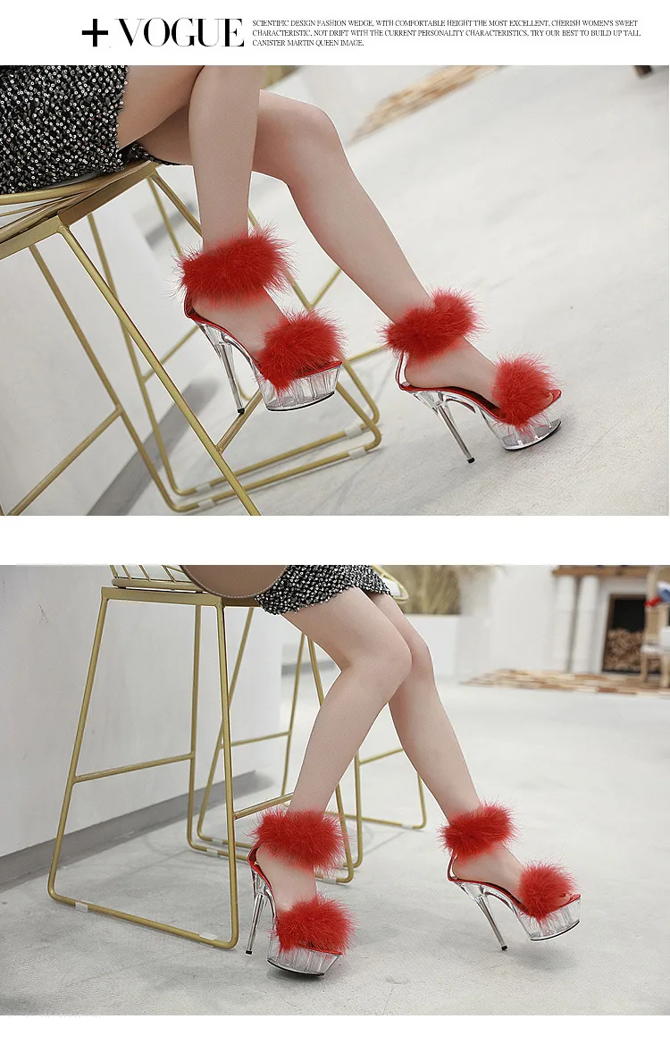 Womens 15cm Fashion Sexy Ladies Black Stiletto Shoes Transparent Crystal White Platform High Heels Sandals Discount13