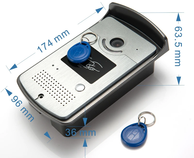 Бесплатная доставка проводной 7 "Цвет монитор видео дверь домофон открытый RFID дверной звонок Камера + Электрические механический замок