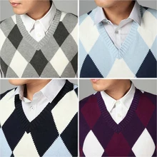 2018 Fashion Design V Neck Male Waistcoat Knitted Vest Men Sleeveless Sweater Argyle Pattern Pink Purple Grey Navy 2018 Fashion Design V Neck Male Waistcoat Knitted Vest Men Sleeveless Sweater Argyle Pattern Pink Purple Grey Navy