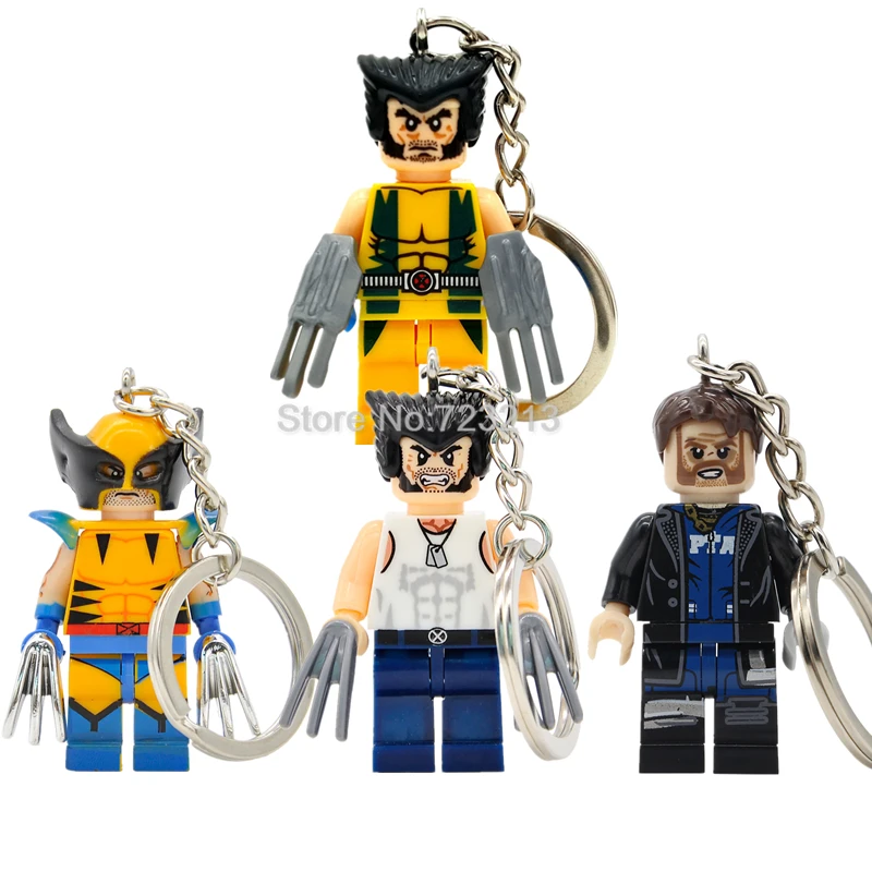 

Super Hero Wolverine Figure Keychain X-Men For Keys Custom Ring Superhero DIY Handmade Key Chain Building Blocks Toys