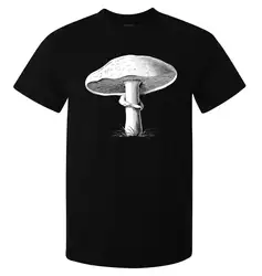 Гриб работа логотип Shroom книги по искусству для мужчин (Женская доступны) Футболка blackCartoon футболка унисекс новая мода