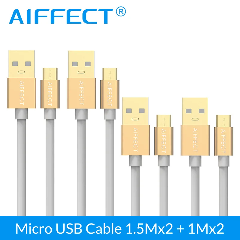 

AIFFECT 4 PCs Wholesale Micro USB Cable High Speed Micro-USB Cable Micro B to USB Data Charging Cable Cord 3.3FTx2 and 5FTx2