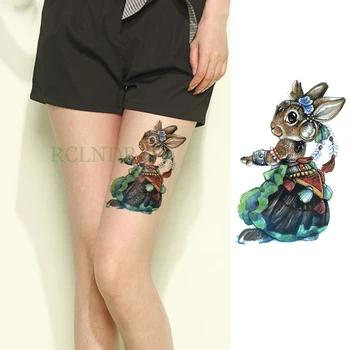 

Waterproof Temporary Tattoo Sticker Rabbit Fake Tatto Flash Tatoo Back Leg Arm belly big size body art for Women girl Men