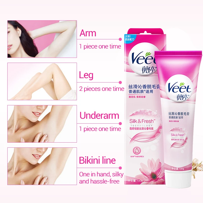 Крем для удаления волос Veet + Восковая бумага нормальной кожи Lotus Milk влажные и