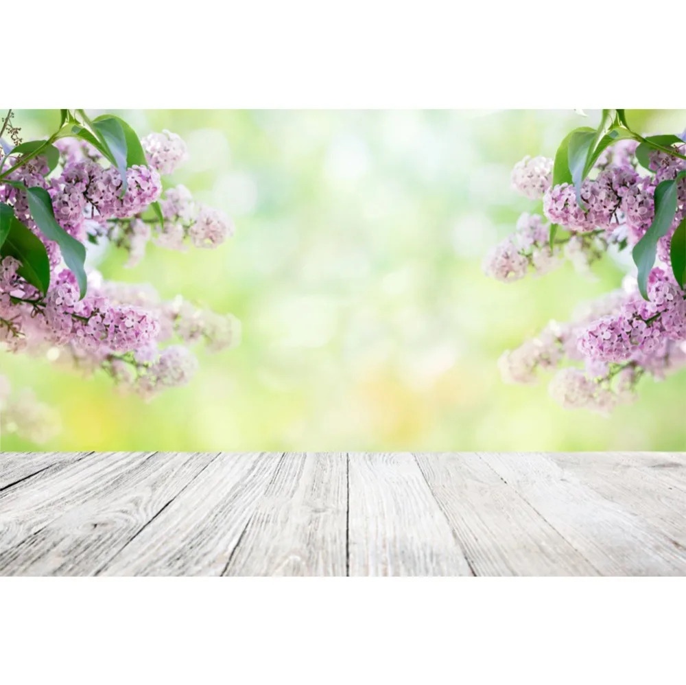 

Laeacco Spring Flowers Light Bokeh Wooden Floor Baby Photography Background Customized Photographic Backdrops For Photo Studio