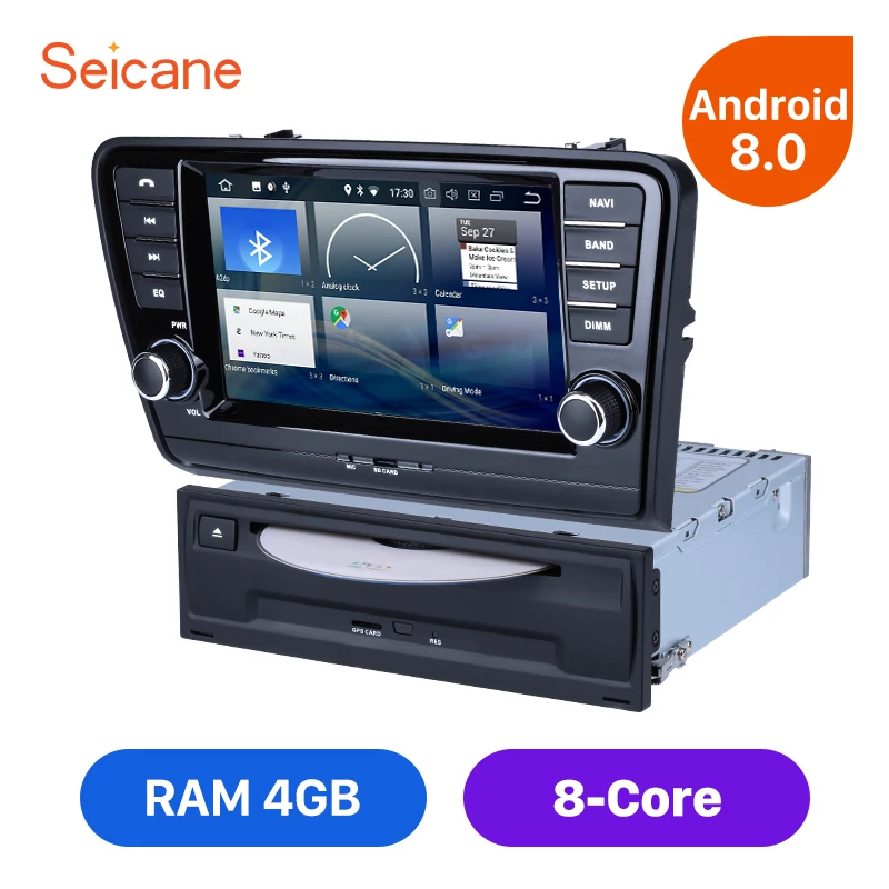 

Seicane Android 8.0 8inch 1Din Car DVD Radio Audio Stereo GPS Multimedia Player Head Unit For 2013 2014 2015 Skoda Octavia