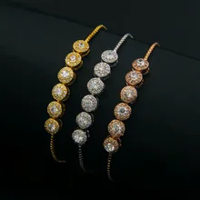 2017 Six round zirconia cristal bracelets for women pulseira feminina, chic gold color adjustable bracelet jewelry joyeria