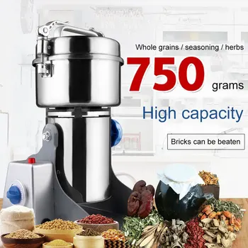 

Electric Grains Mill Grinder Spices Herb Cereals Coffee Crusher Dry Food Powder Machine High Speed 750G 220V Grain Mill Electric