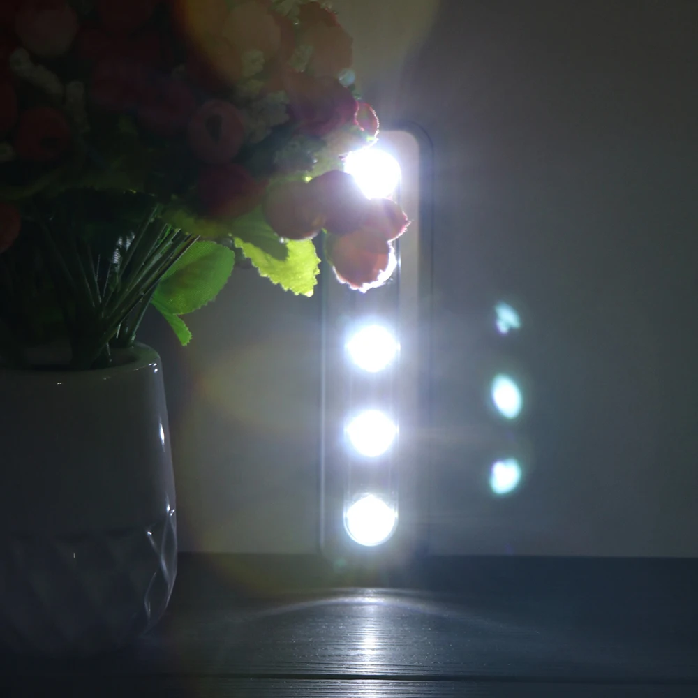 Мини 5 светодиодный шкаф свет шкаф лампа-Кнопка батарея работает беспроводной настенный светильник для кухни лестница ванная комната с клеем