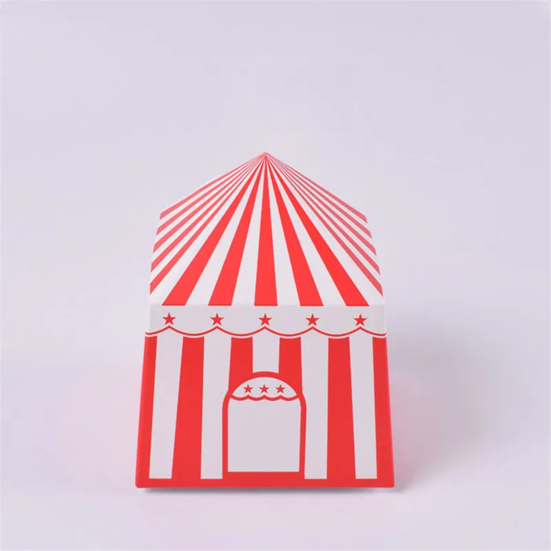 10pcslot Creative Red Cartoon Stripe House Baby Shower Birthday Party Favor Candy Gift Box Blue Circus Tent Wedding Candy Boxes
