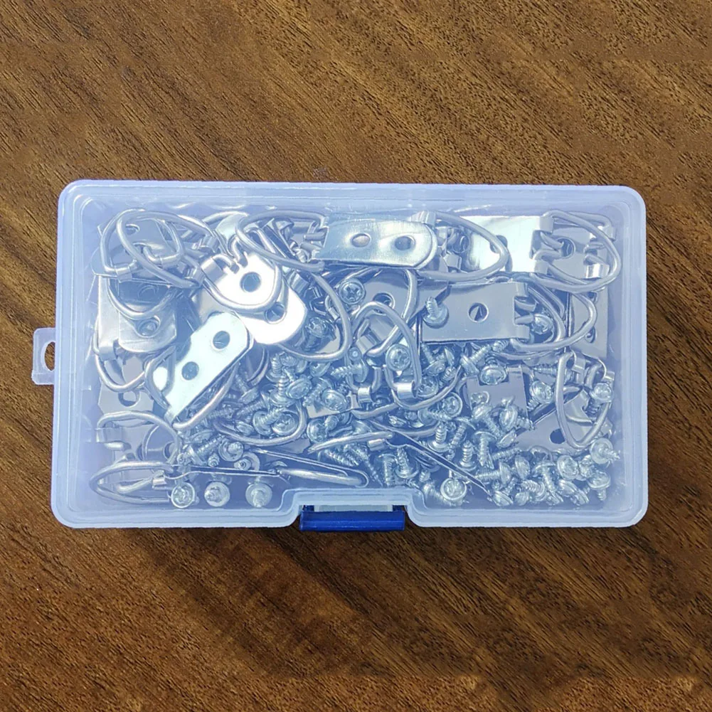 

50pcs/box Picture Hanger Decoration Art Non-trace Frame With Screws D Ring Shape Wall For Home Cross Stitch Painting Double Hole