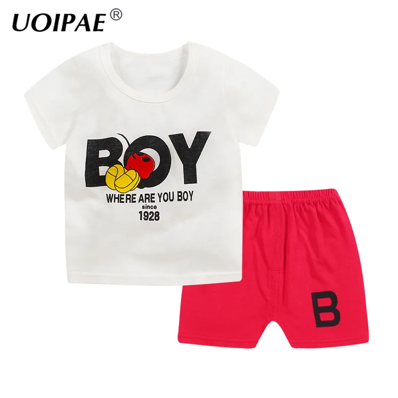 Детская одежда 2018 г. летний хлопковый спортивный костюм для маленьких мальчиков футболка с рисунком Совы + шорты комплект из 2 предметов