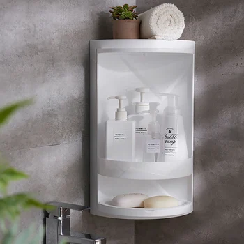 

New Style Creative Bathroom Ware Double Layer Rotating Storage Rack Multi Cosmetics Holder Kitchen Storage Box Wholesale LC