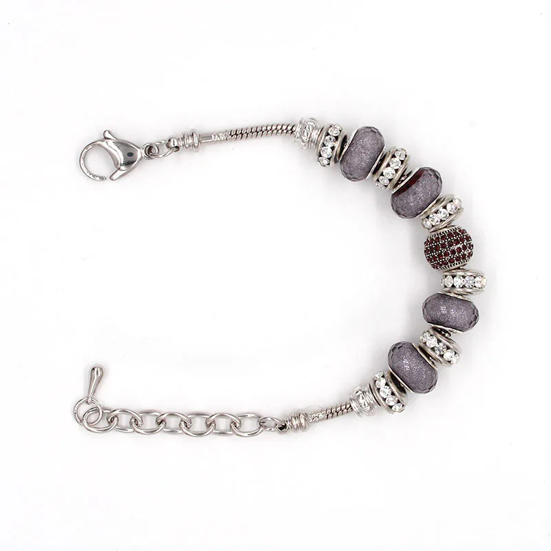 SANYU2019 Fit Pandora браслет Романтический светло-фиолетовый граненый глазурь бусины Браслеты Для страстных натур Шарм ювелирные изделия Новогодний подарок BR-1686
