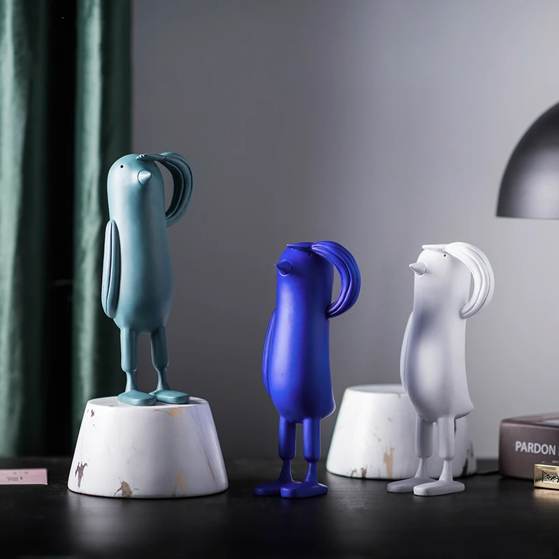 

Spanish Cartoon Penguin Sculpture for Home Decoration Modern Blue Green White Penguin Children Room Display Cute Figurines