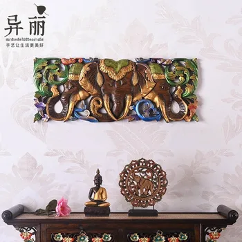 

Thai crafts imported elephant teak carving board household decoration wall decoration hand-carved wood carving and carving