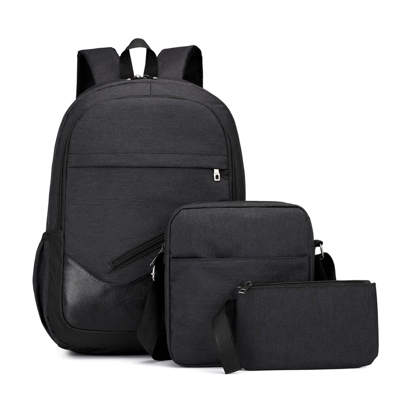 3Pcs/Lot School Backpack For Teenager Fashion School Bag Shoulders Bags Large Capacity Durable Oxford SchoolBag Backpack Mochila - Цвет: Черный