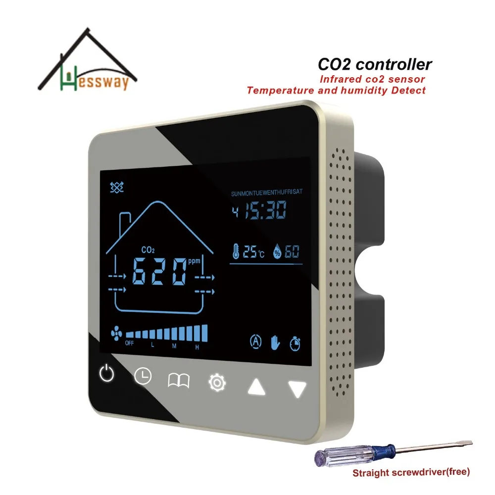 HESSWAY натер NDIR мониторинга качества воздуха co2 газовый детектор контроля 3 скорости вентилятора для Температура температуры и влажности