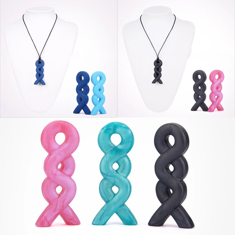 Random Baby Teething Necklace Silicone Teether Pacifier Autism Sensory
