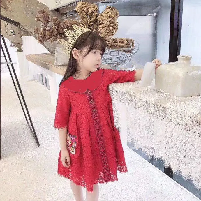 

in stock High quality 2019 new Baby Girls Solid Dress For Wedding Party Dresses Kids Girls Princess Dress Children Clothing