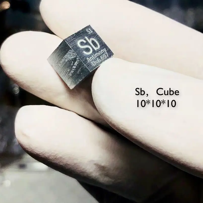 

99.9% Antimony Metal Sb Carved Element Periodic Table 10mm Cube for Element Collection Collecting