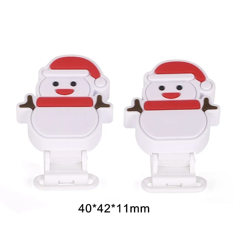 

Chenkai 10PCS BPA Free Silicone Snow man Pacifier Dummy Teether Chain Holder Clips DIY Baby Christmas Soother Toy Accessories
