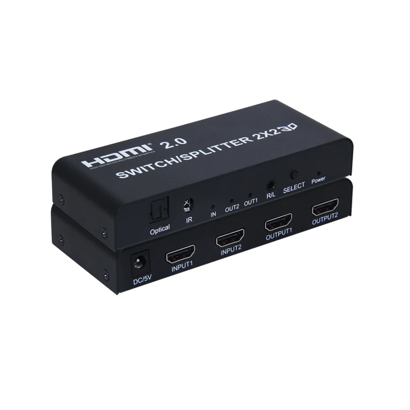 HDMI-совместимый 2 0 переключатель 2x2 сплиттер в выход оптический SPDIF + 3 5 мм