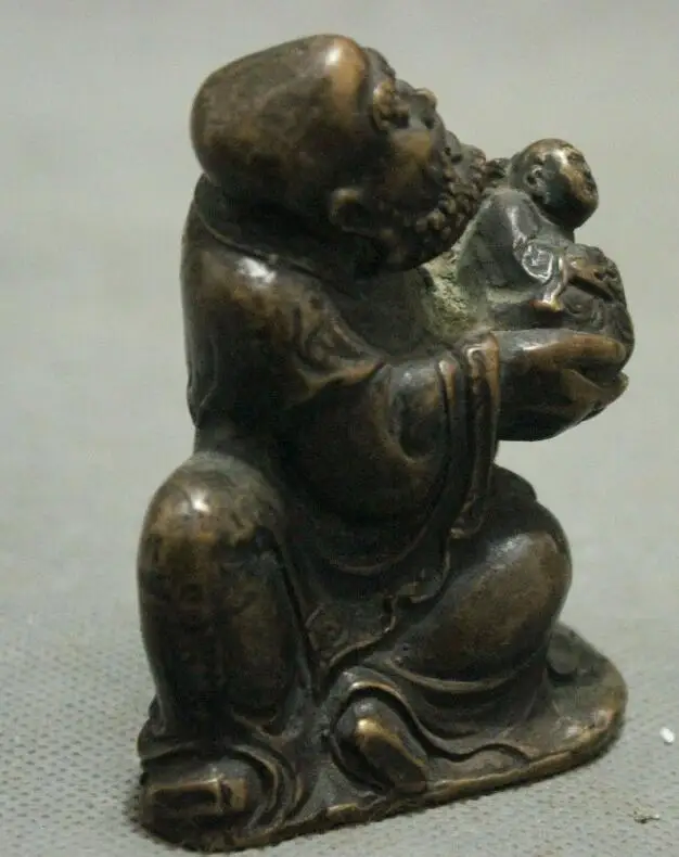 

S1436 Old Chinese Bronze Buddhism Arhat Damo Bodhidharma Dharma Monk Buddha Statue