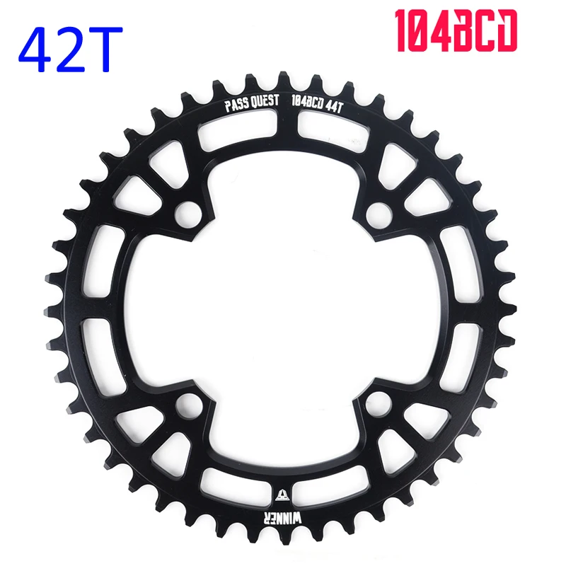 Пройти квест узкий широкий Звездочка 104BCD MTB горный велосипед велосипедный спорт 32 т 36 40 42 46 48 шатуны зуб части пластины - Цвет: 42T Black